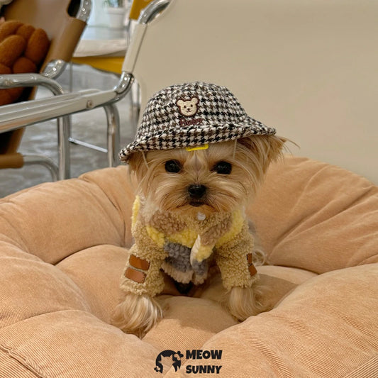 Colorful plaid fleece warm and thick casual jacket for Yorkshire Terrier dogs