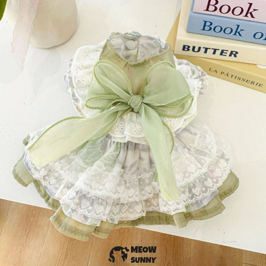 Cute Bowknot Dog Tulle Skirts Puppy Dress Princess Outfits