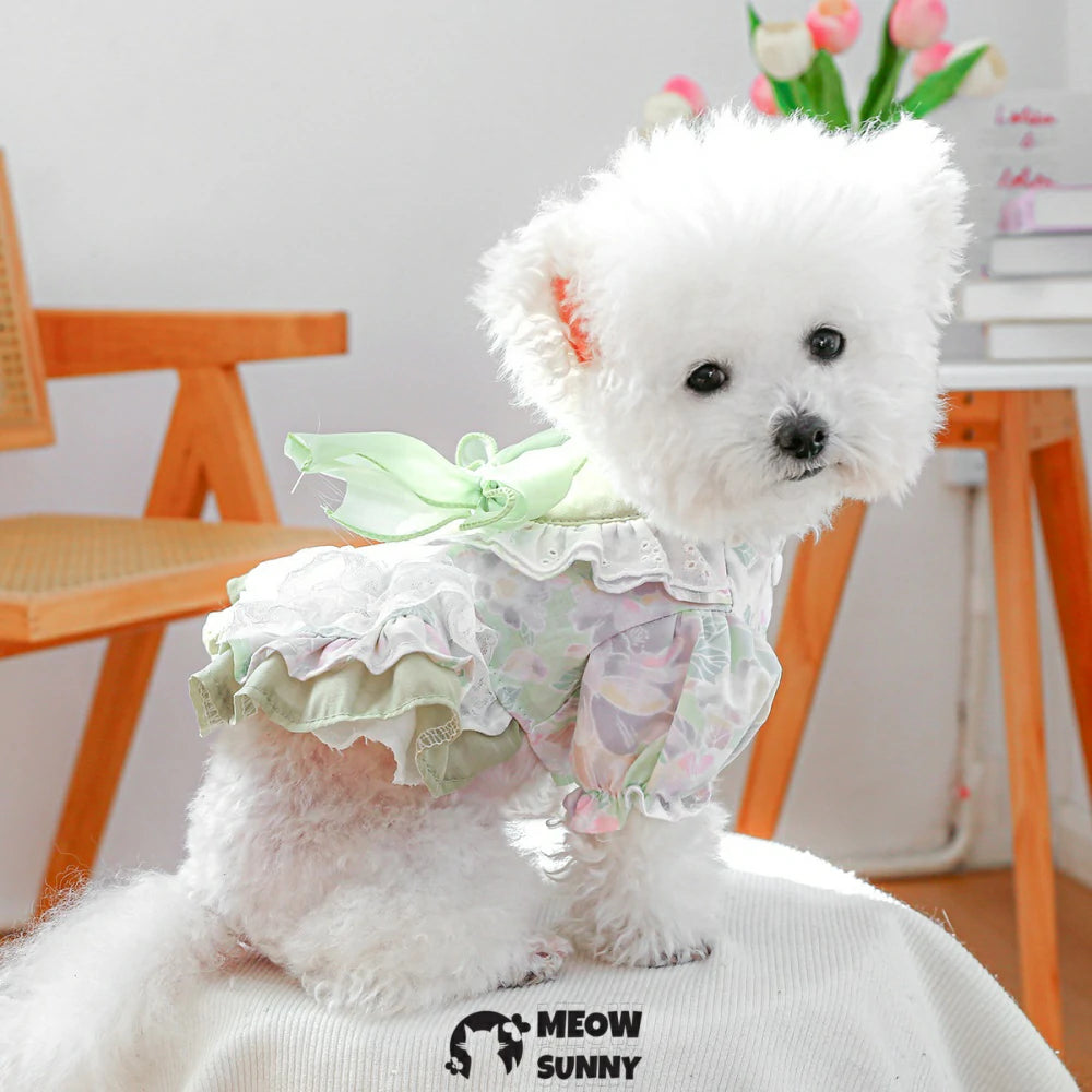 Cute Bowknot Dog Tulle Skirts Puppy Dress Princess Outfits