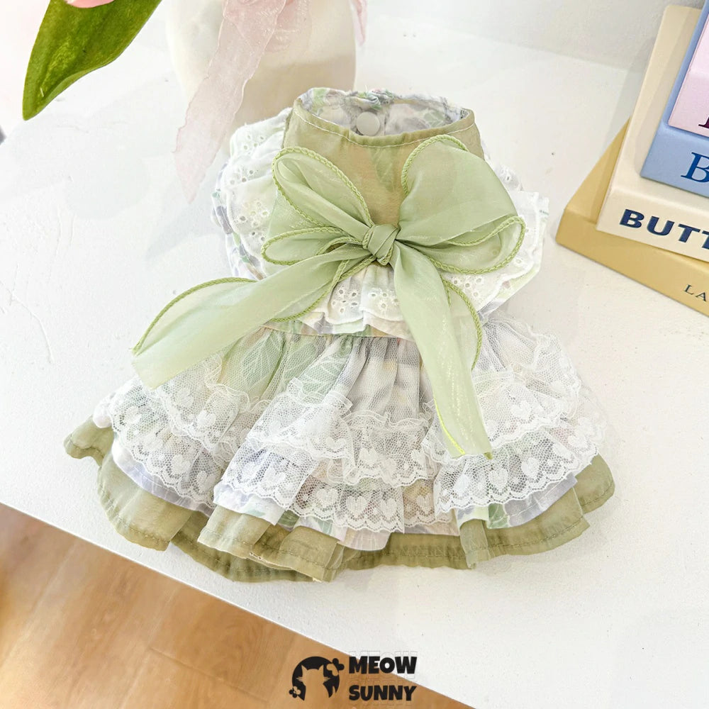 Cute Bowknot Dog Tulle Skirts Puppy Dress Princess Outfits