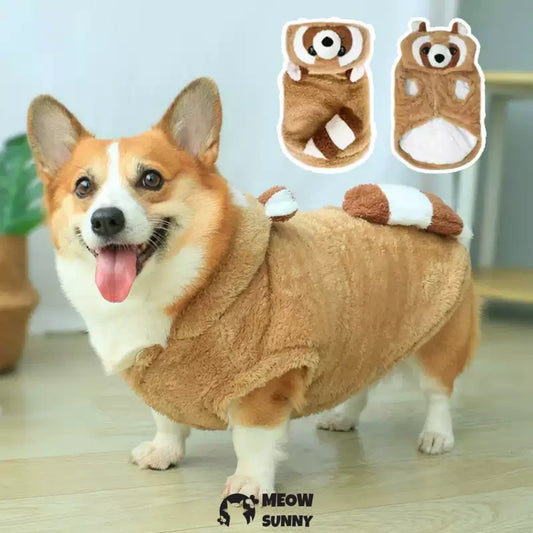 Cute Corgi Clothes Raccoon Shaped Winter Warm Clothes