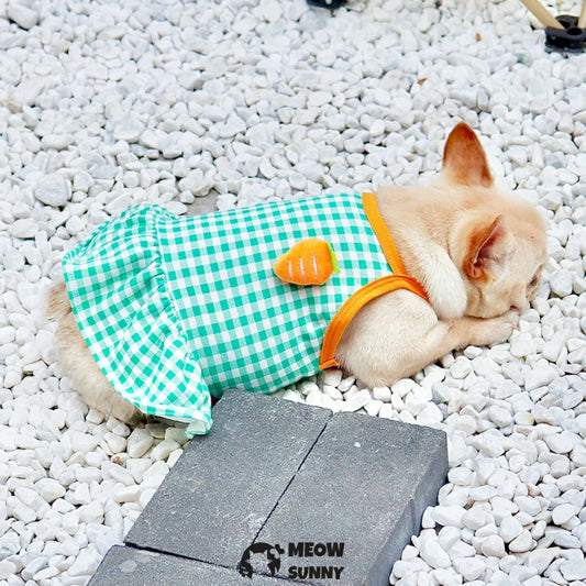 Cute French Bulldog Summer Suspender Dress Thin Cotton Dress