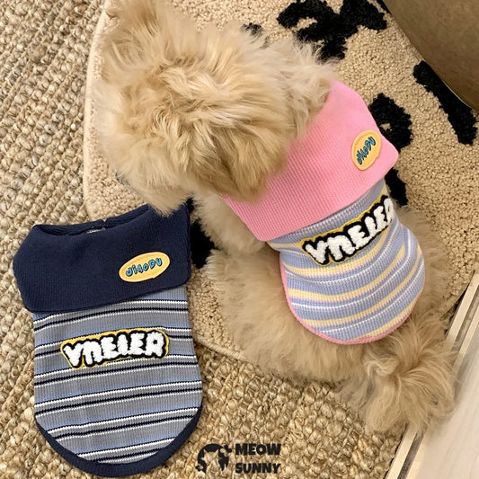 Cute Striped Small Dog Soft Cotton Breathable T-Shirts