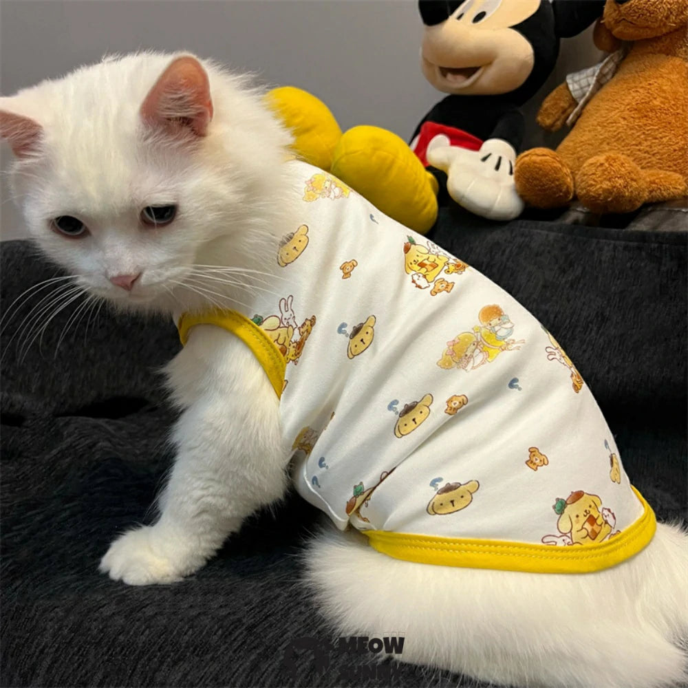 Cute cartoon cat vest thin cat clothes anti-shedding