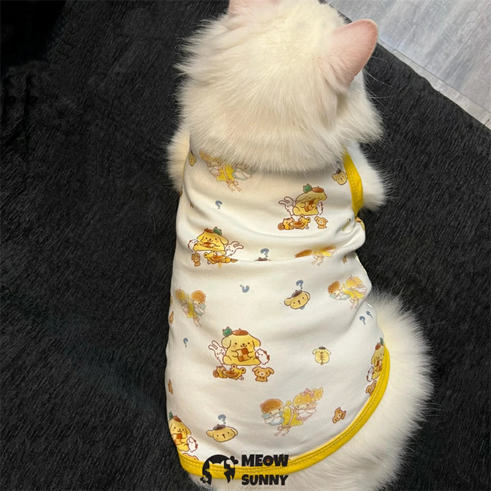 Cute cartoon cat vest thin cat clothes anti-shedding