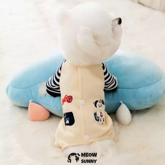 Cute cartoon four-legged hoodie for small dogs, warm and fleece-lined.