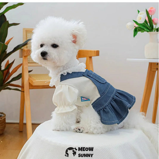 Denim Skirt Pet Clothes Dog Dress Spring Thin Short Skirt