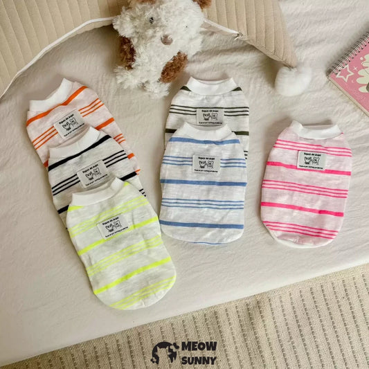Devon cat clothes pure cotton light breathable striped vest