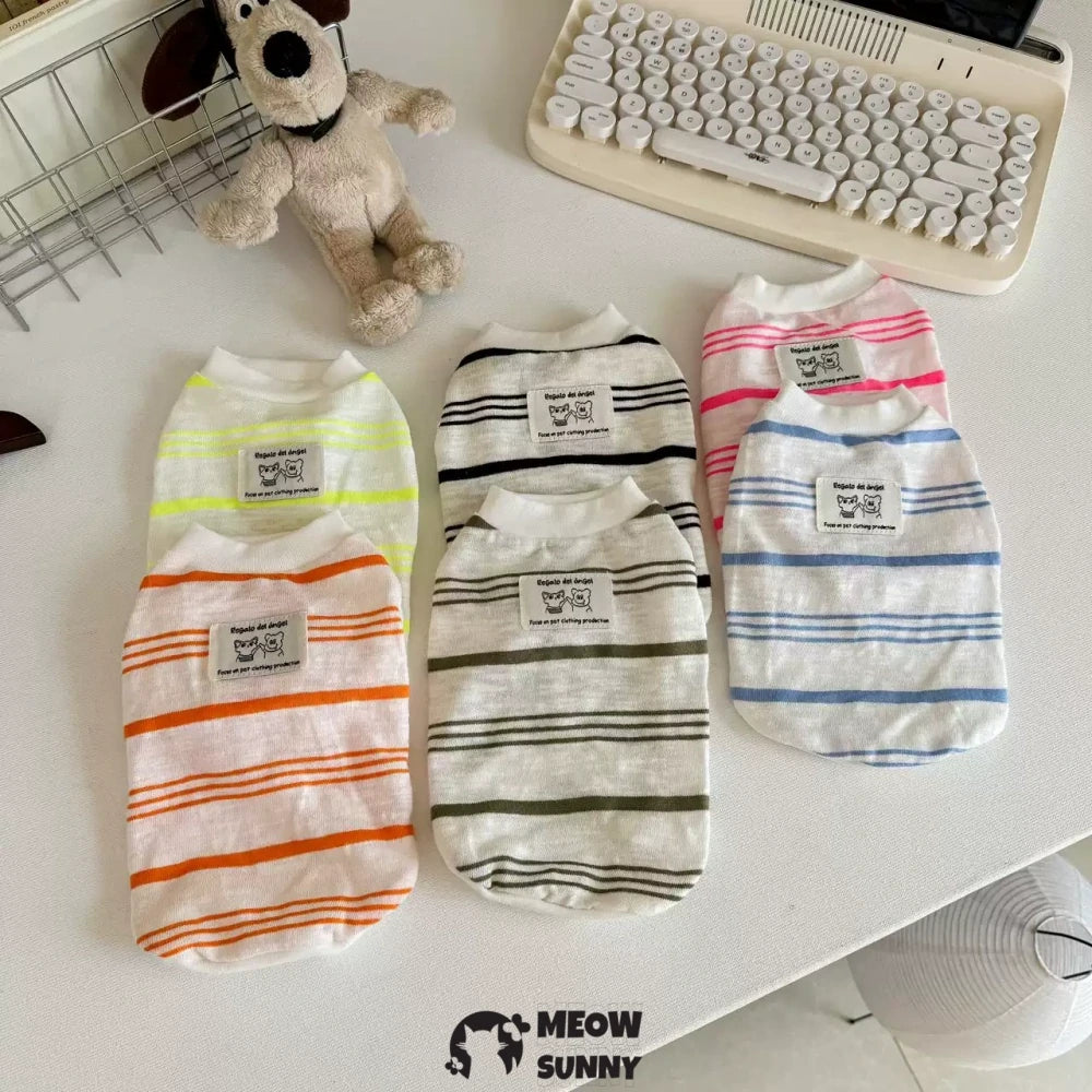 Devon cat clothes pure cotton light breathable striped vest