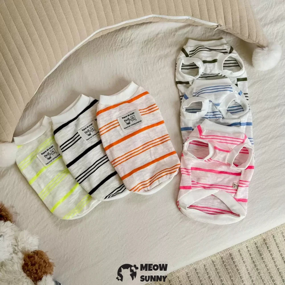 Devon cat clothes pure cotton light breathable striped vest