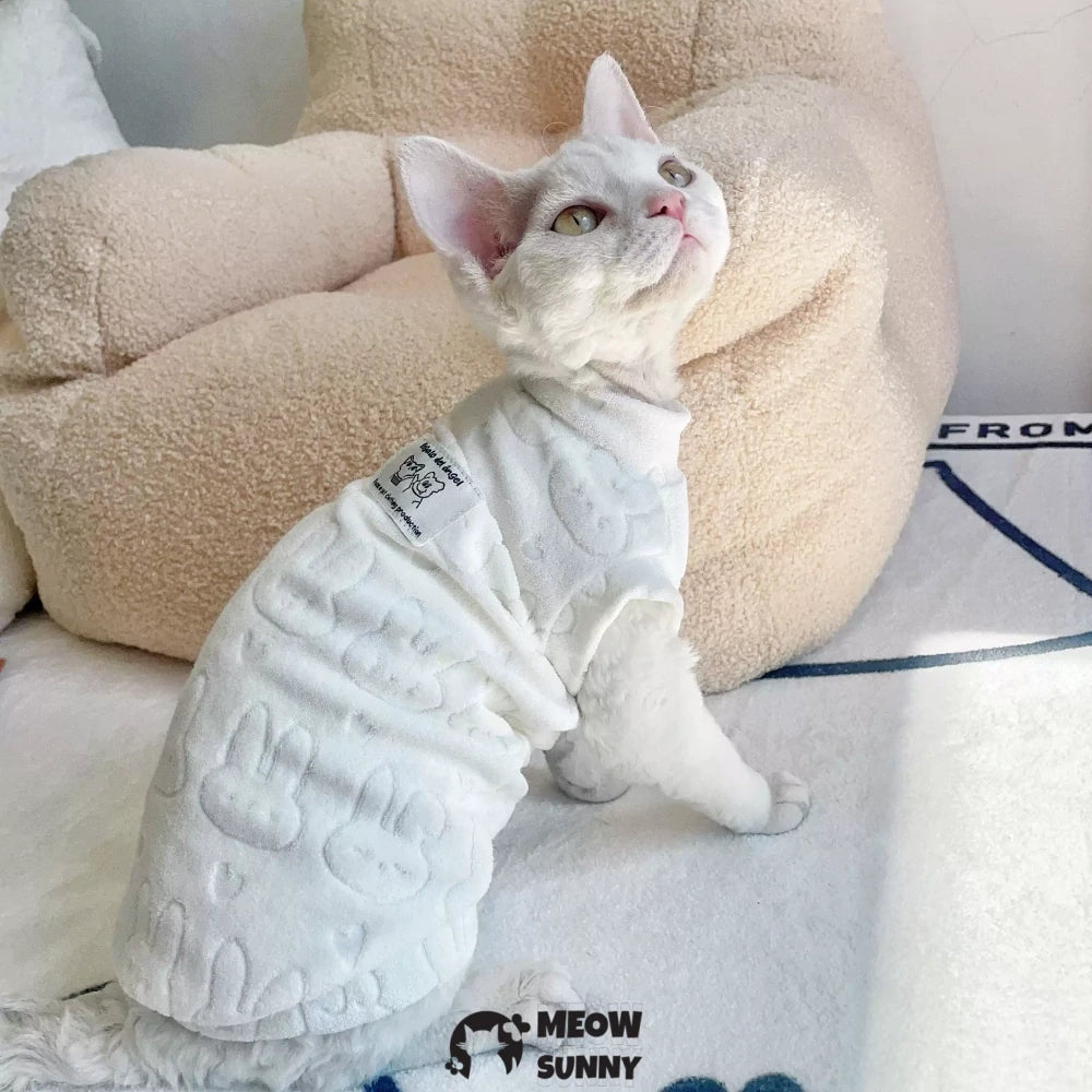 Devon cat clothes soft towel bottom rabbit embossed