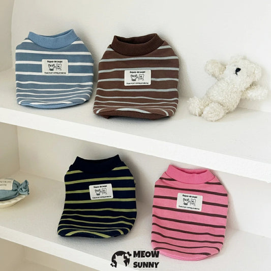 Devon cat clothes spring and autumn fashion striped sweatshirt