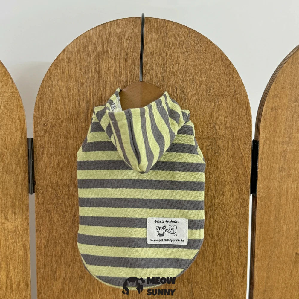 Devon cat clothes spring and autumn pure cotton striped hooded sweatshirt