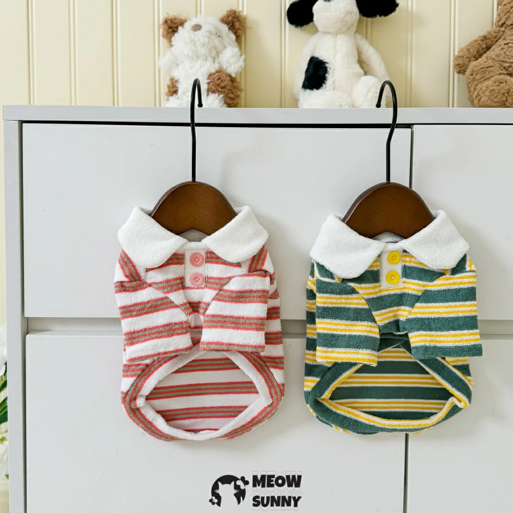 Devon cat clothes towel bottom striped Polo collar clothes