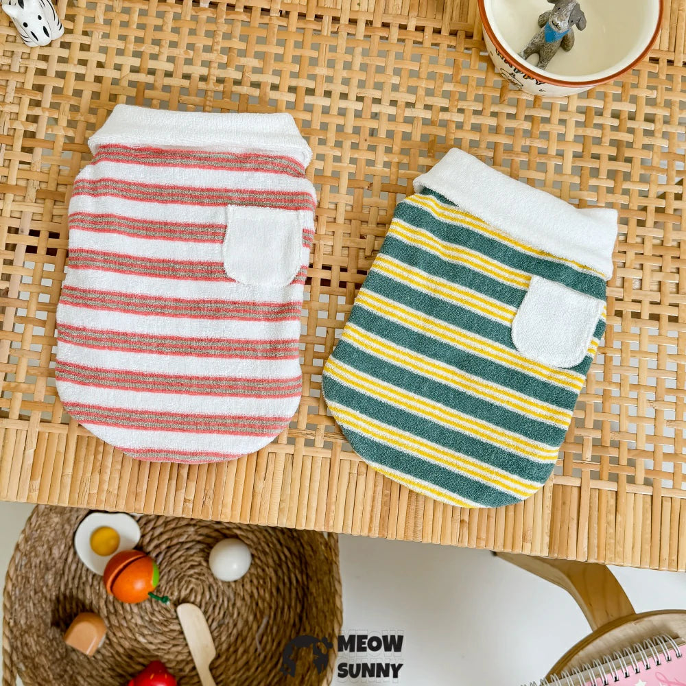 Devon cat clothes towel bottom striped Polo collar clothes