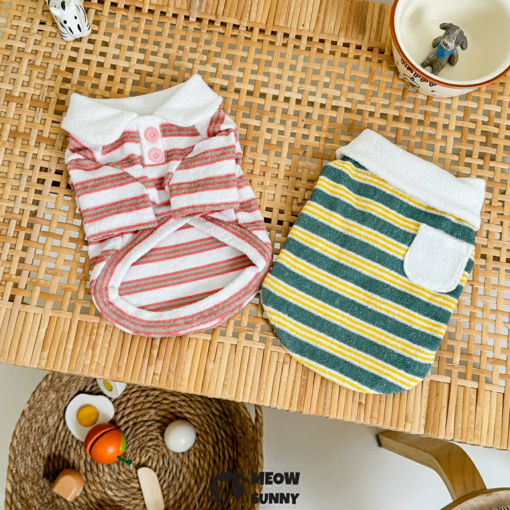 Devon cat clothes towel bottom striped Polo collar clothes