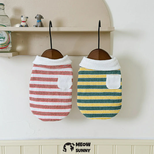 Devon cat clothes towel bottom striped Polo collar clothes
