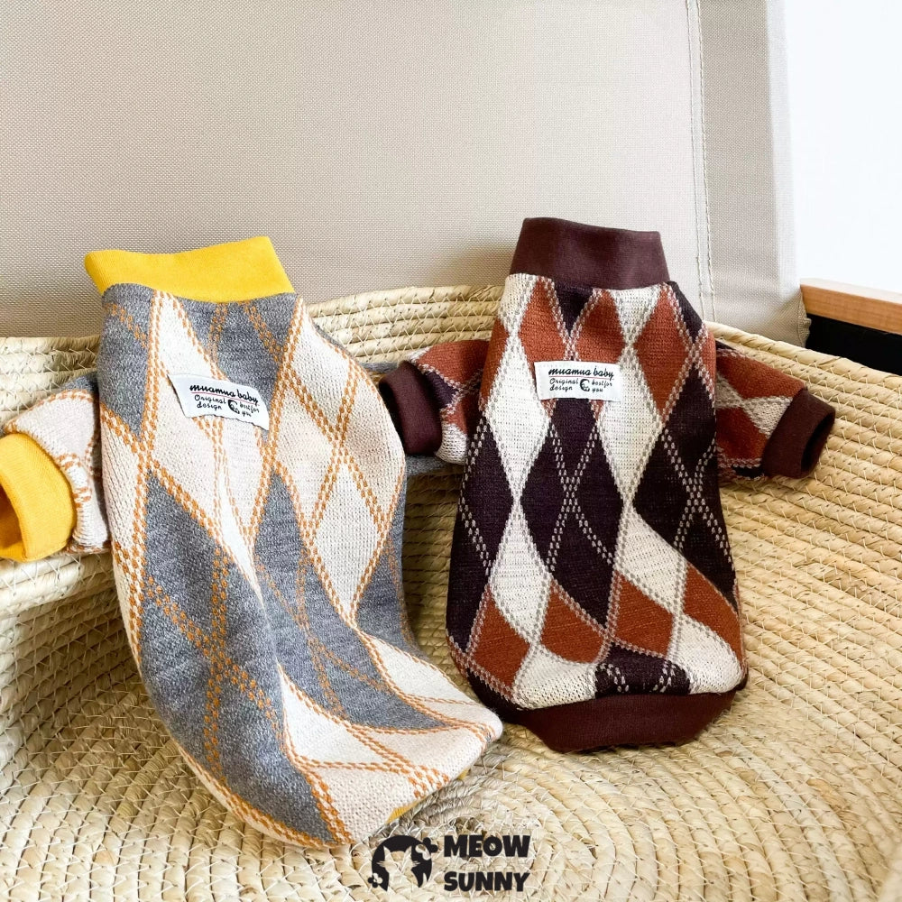 Diamond Check Sweater for Sphynx and Hairless Cat Breeds
