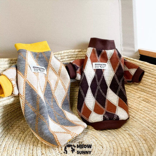 Diamond Check Sweater for Sphynx and Hairless Cat Breeds