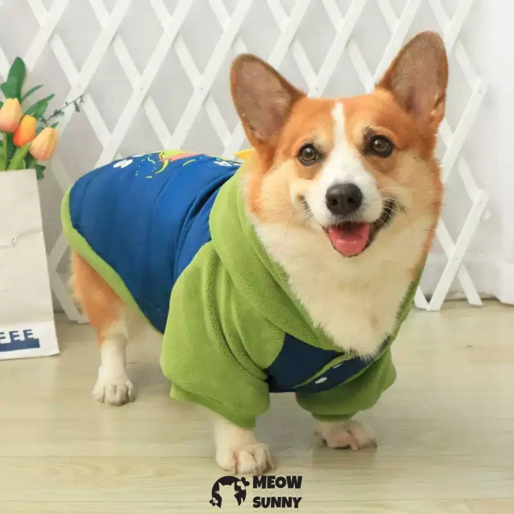 Dinosaur shaped puppy winter clothes warm and thick
