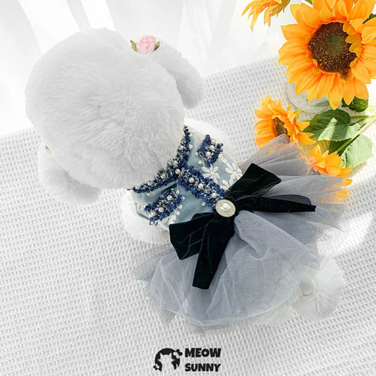 Dog Chanel style clothes puppy princess autumn and winter skirt