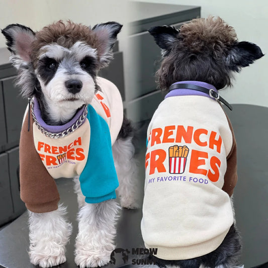 Dog Clothes Autumn/Winter Plush Cotton Colorblock Sweatshirt