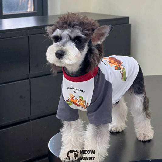 Dog Clothes Summer Cotton Colorblock BBQ T-shirt
