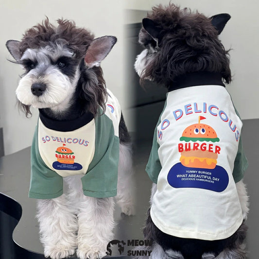 Dog Clothes Summer Cotton Colorblock Hamburger T-shirt