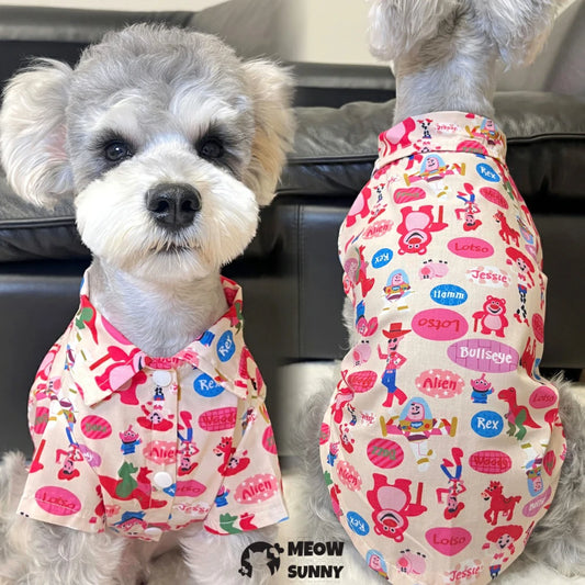 Dog Clothes Summer Thin Pink Bear Shirt