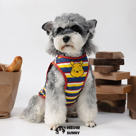 Dog Harness Girl with Bear Pattern, Striped pet Vest