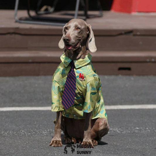 Dog Hawaiian Puppy Clothes, Leaf Printed Lapel Summer Polo T-Shirt