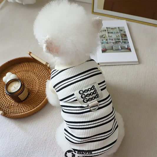 Dog Striped Shirt Cotton Sleeveless Puppy Dog Shirts Breathable Pet Apparel