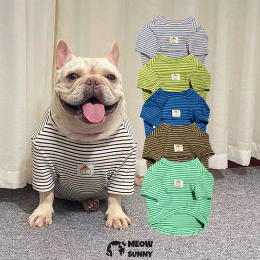 Dog Striped T-Shirt Cotton Breathable Pet Apparel Colorful Puppy Sweatshirt Clothes