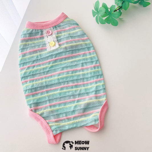 Dog Striped T-Shirt Cotton Breathable Pet Apparel Colorful bodysuit