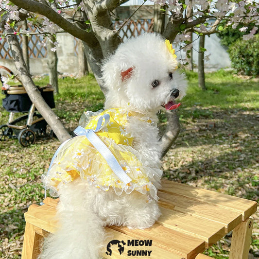Dog Summer Thin Daisy Flower Cute Yellow Dress