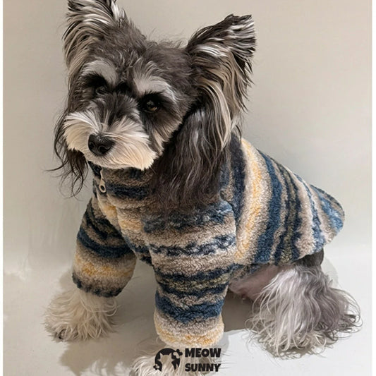 Dog clothes, winter, fleece-lined, thickened, zippered cotton coat.