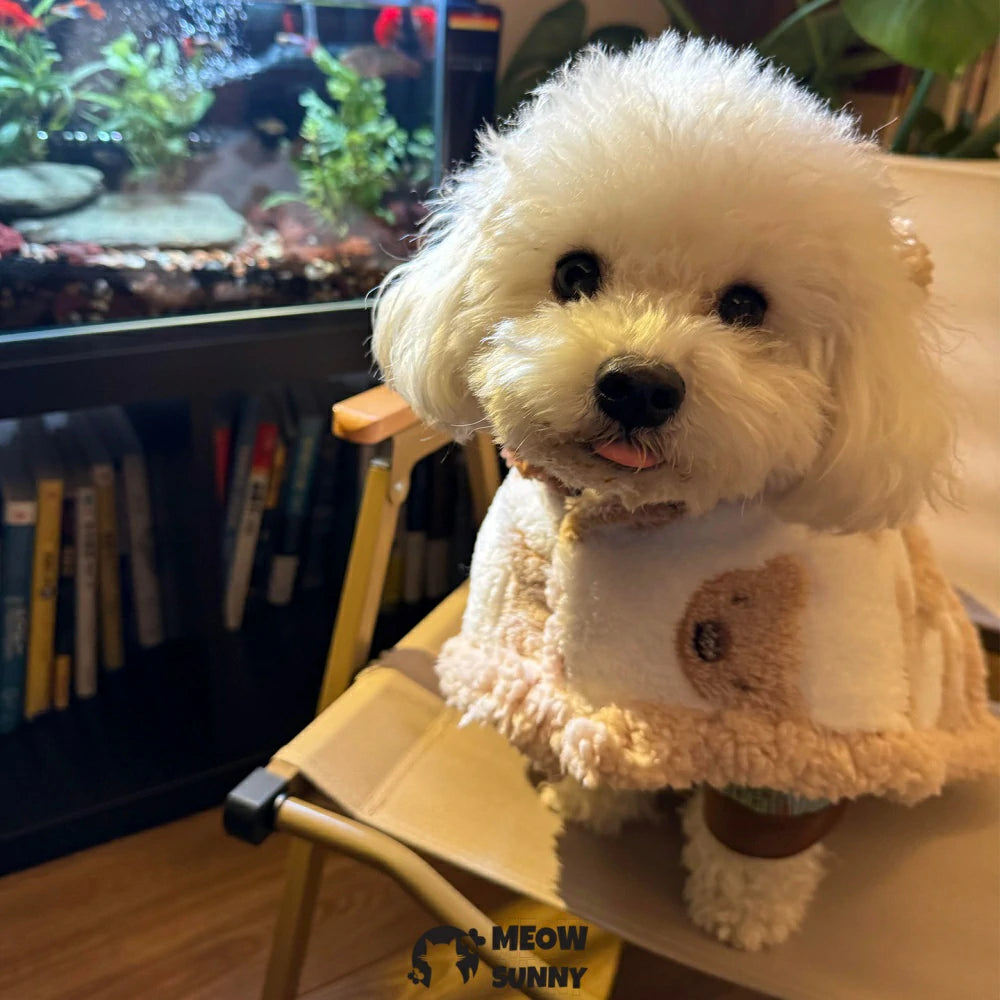 Dog clothes, winter fleece hooded cape, bathrobe, blanket