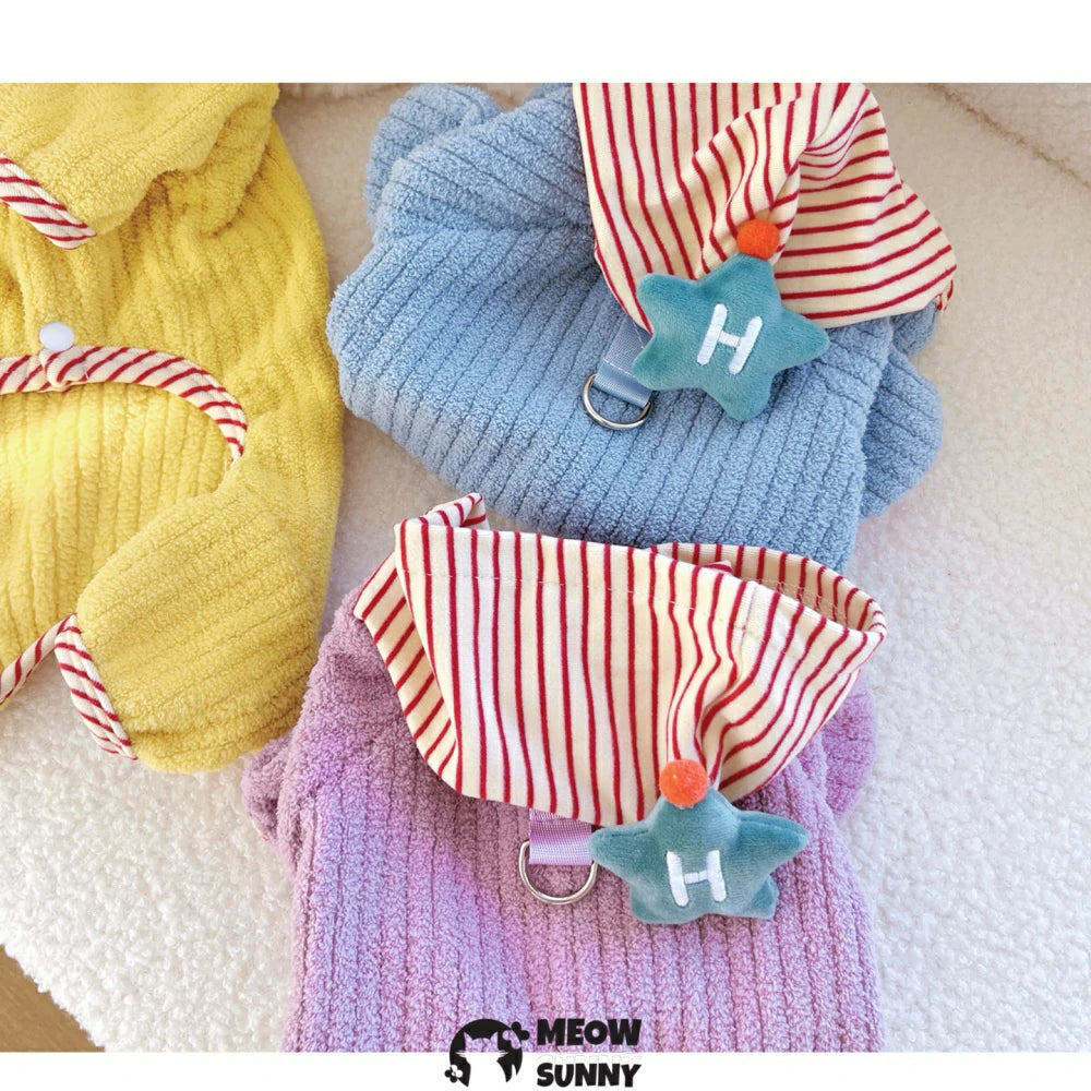 Dog clothes for small dogs, four-legged, thickened fleece sweater.