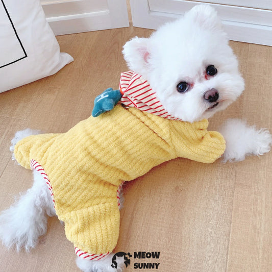 Dog clothes for small dogs, four-legged, thickened fleece sweater.