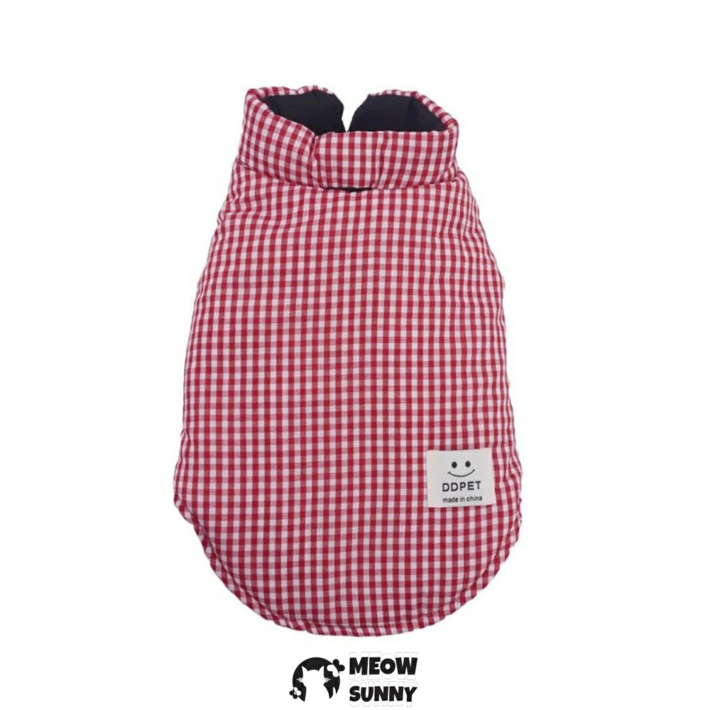 Dog clothes plaid vest warm double-sided cotton coat