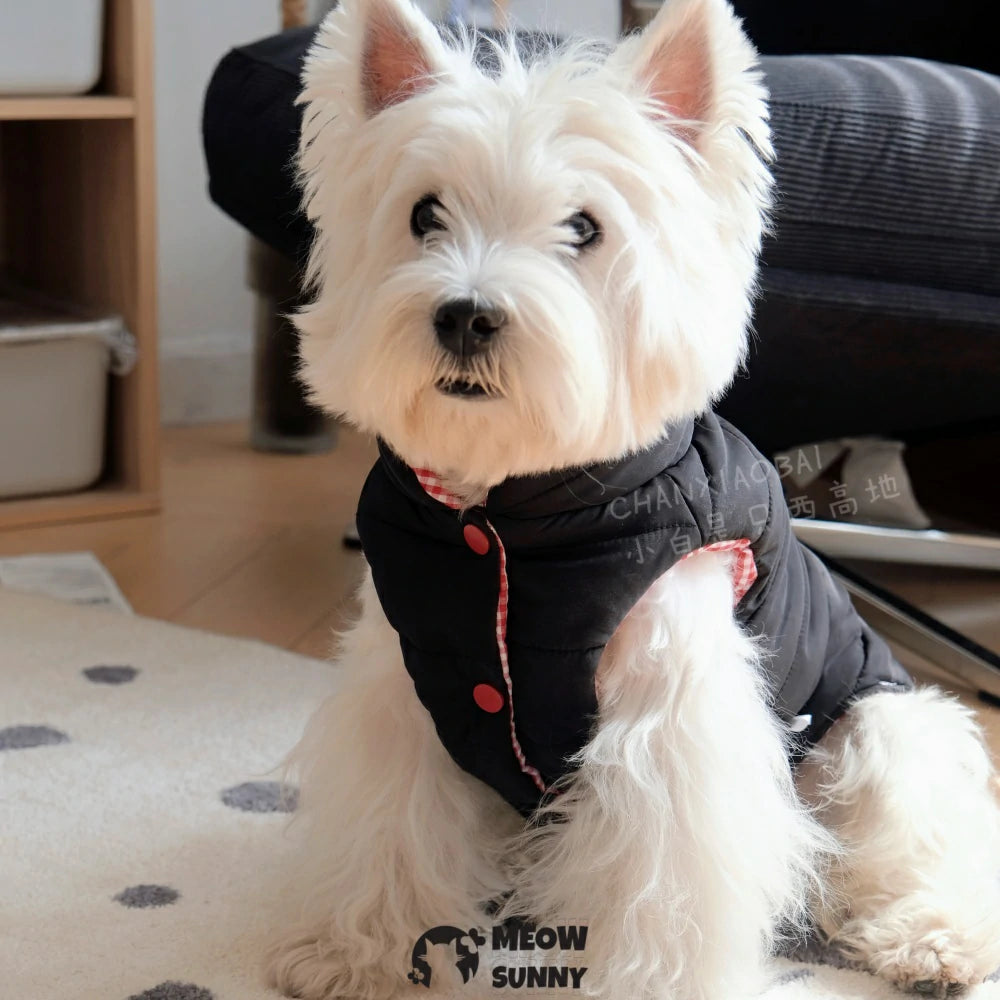 Dog clothes plaid vest warm double-sided cotton coat