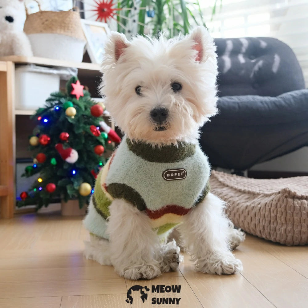 Dog clothes sleeveless sweater dog Christmas and New Year sweater