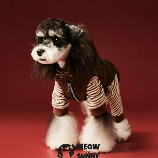 Dog four-legged coat striped four-legged base shirt autumn and winter