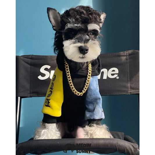Dog spring and autumn anti-shedding color-blocked sweatshirt