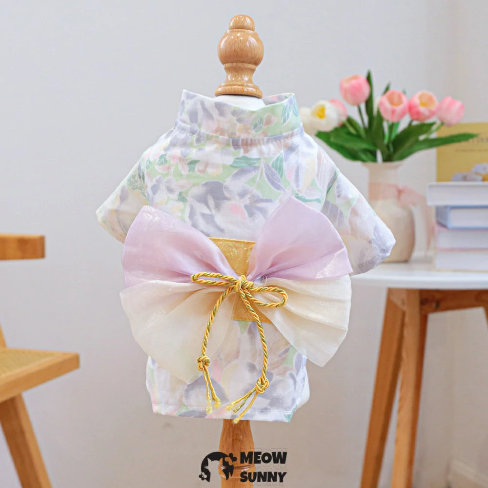 Dog summer thin daisy flower cute Japanese style kimono