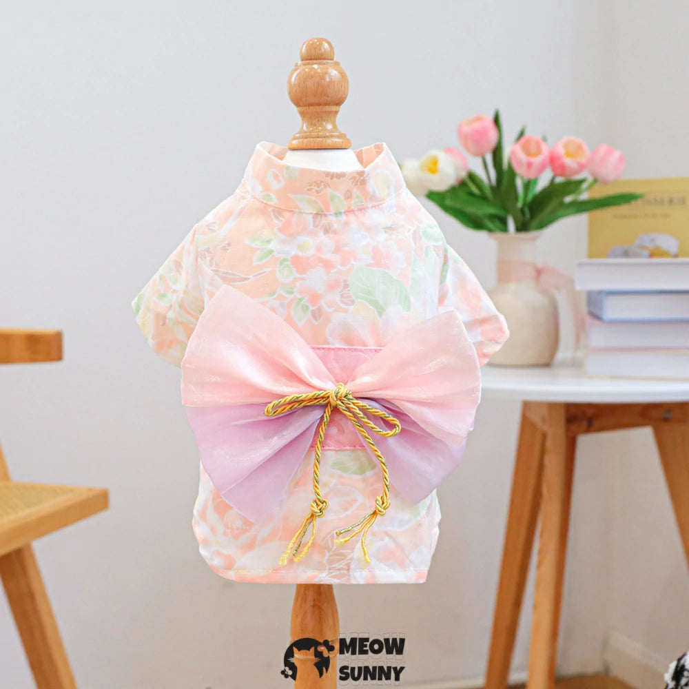 Dog summer thin daisy flower cute Japanese style kimono