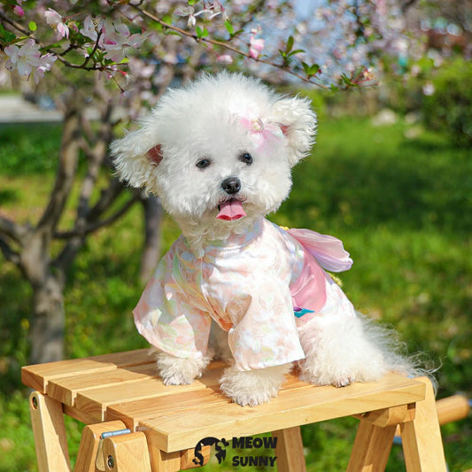 Dog summer thin daisy flower cute Japanese style kimono