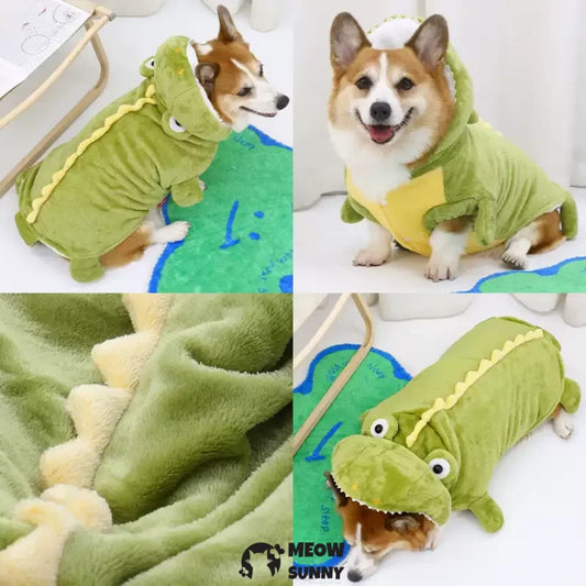 Dog winter warm thick clothes crocodile transformed into cute clothes