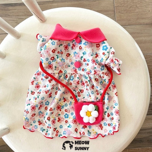 Floral Dog Dress for Small Dogs &amp; Cats – Cute Summer Pet Skirt