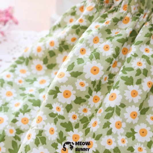 Floral Print Cat Dress with Satin Bow and Pearl for Cats